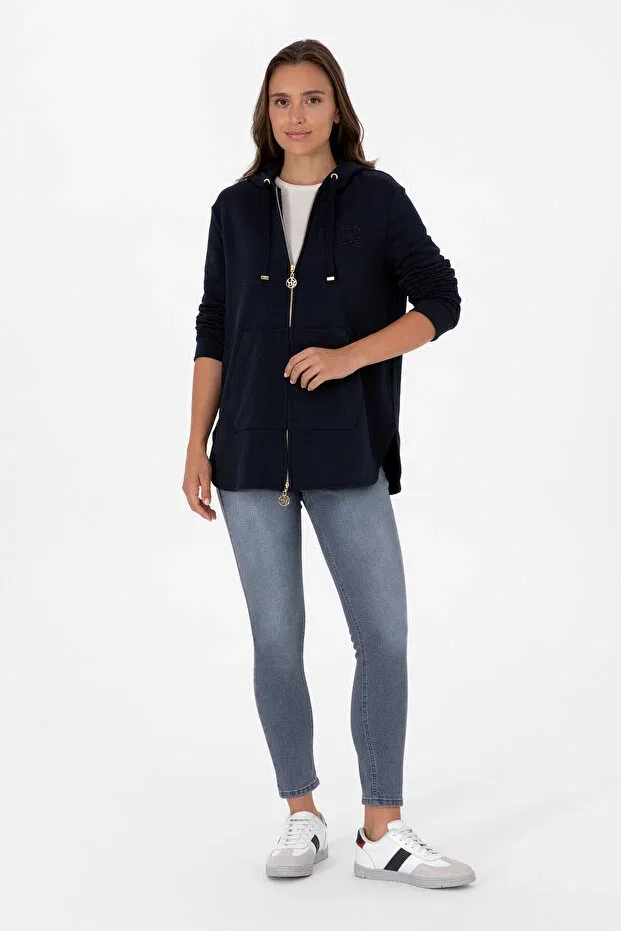 Женское худи с капюшоном на молнии U.S. Polo Assn., Navy Blue — фото 4