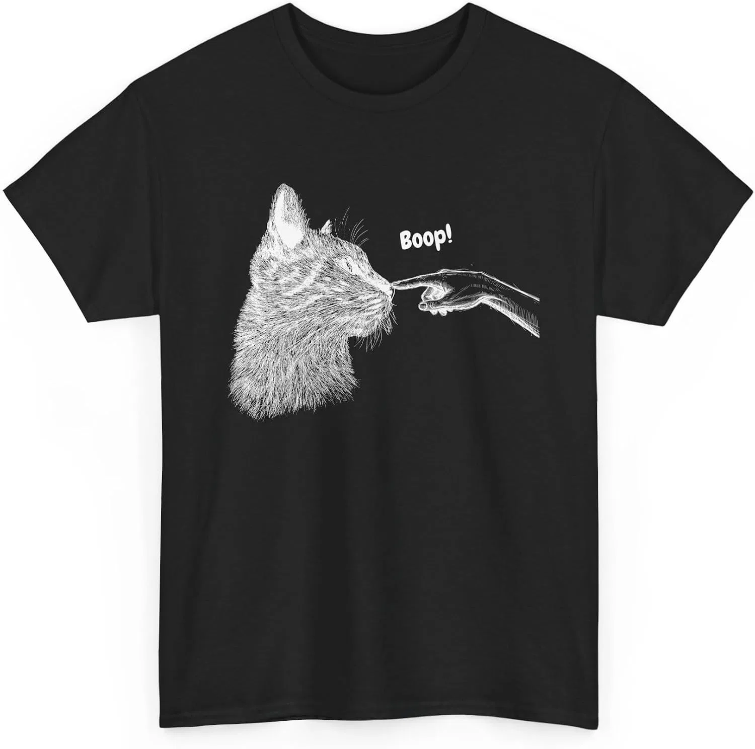 Женская футболка с принтом Boop Cat, чёрный