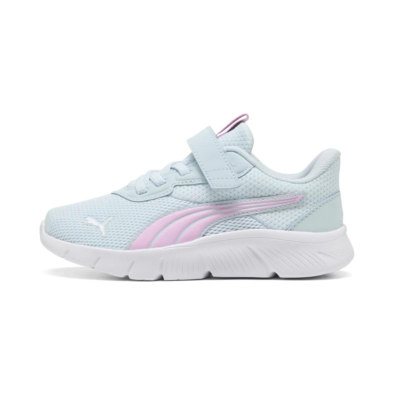 Детские кроссовки для мальчиков с эластичными шнурками PUMA FlexFocus Modern, Aqua Glow Mauve White Blue Pink — фото 3