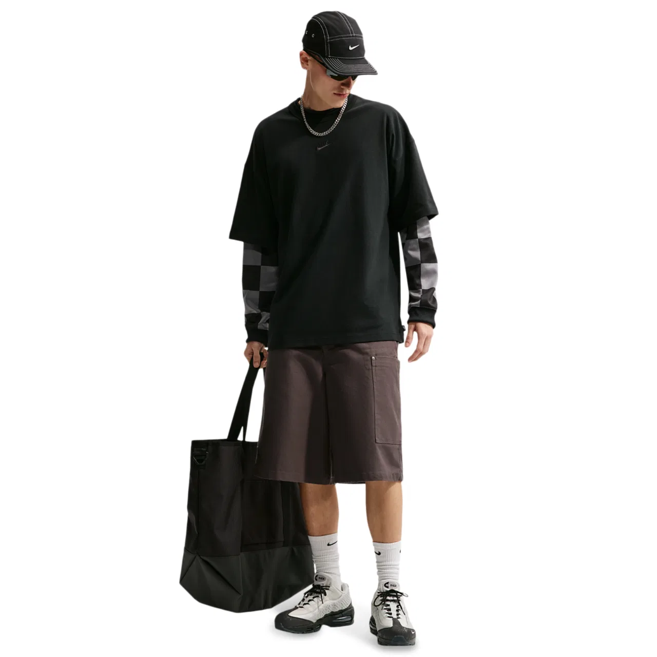 Мужская футболка оверсайз с длинным рукавом Nike NSW Premium Essentials Oversized Tee, Black — фото 4