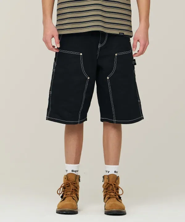 Шорты хлопковые карпентер, Superdry, черный