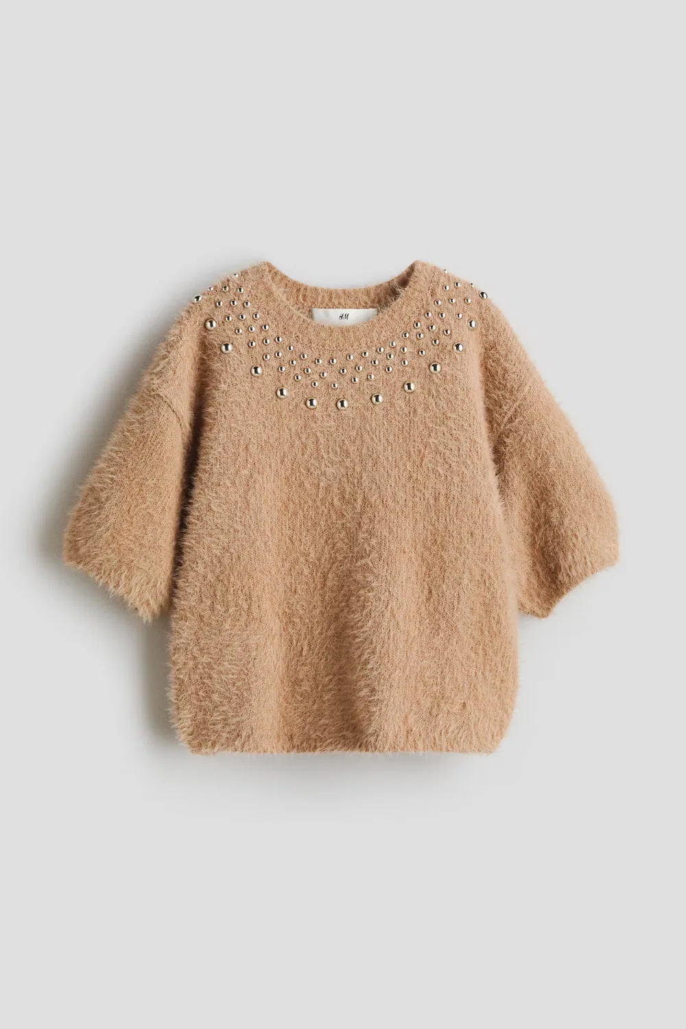 Свитер с коротким рукавом H&M, Dunkelbeige