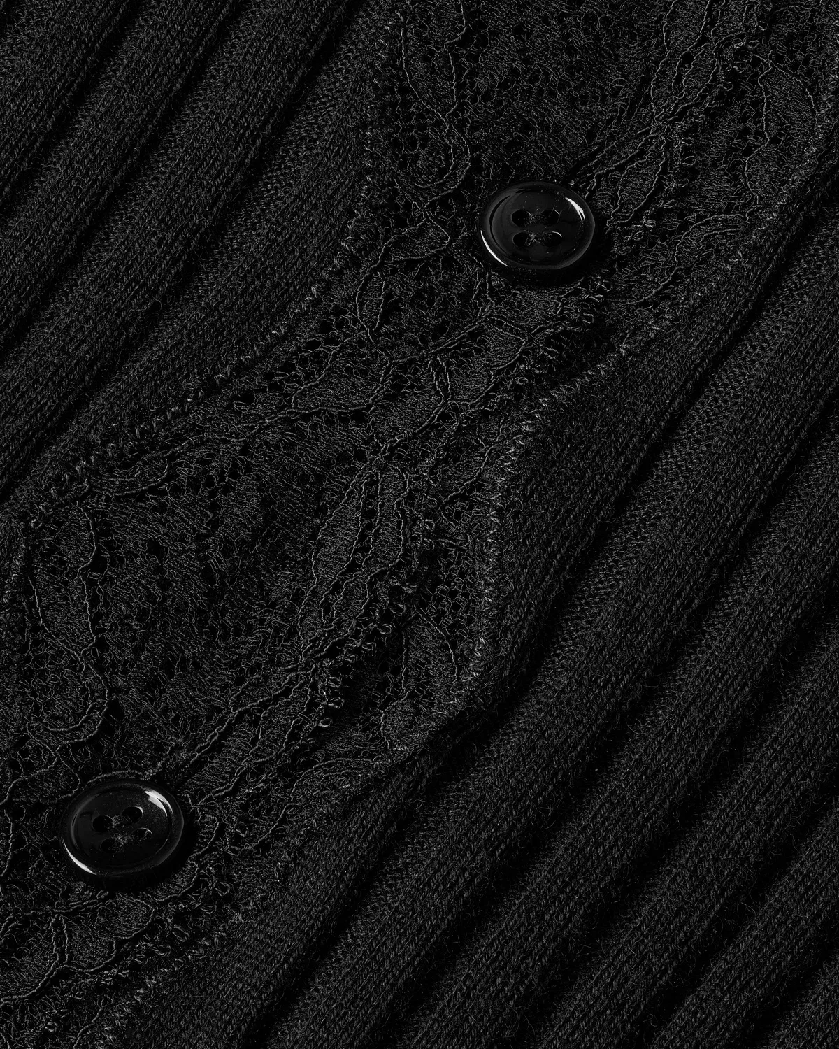 Кардиган в рубчик из шерсти кашемира и шелка с кружевной отделкой SAINT LAURENT, черный — фото 4