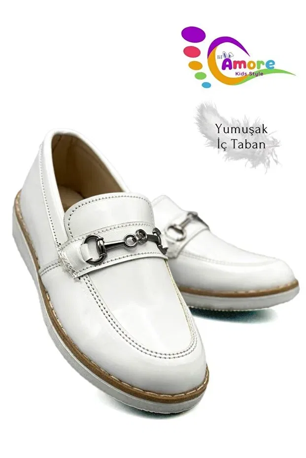 Детские туфли для мальчиков из лаковой кожи Corcik Sermoda, Tr White