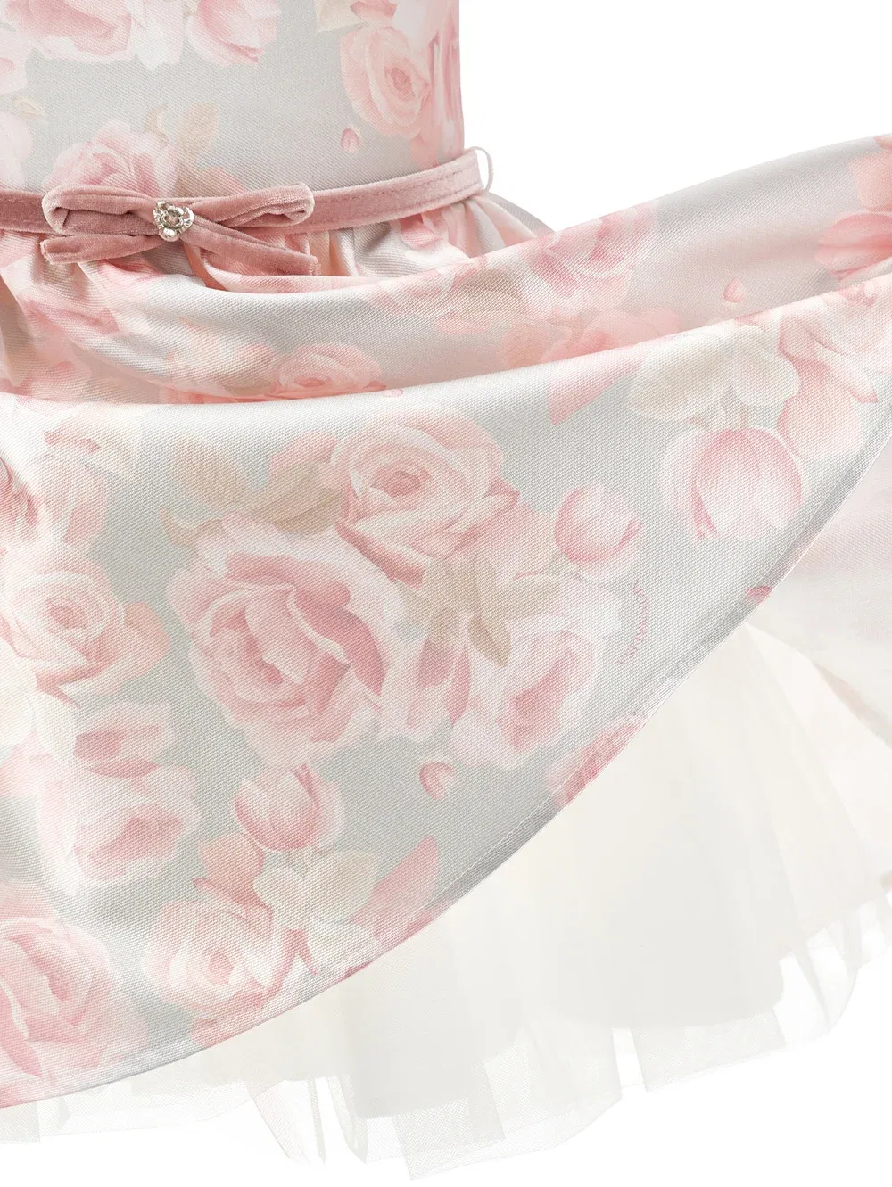 Романтичное коктейльное платье / платье для вечеринки Monnalisa, Grigio Perla+Rosa — фото 4