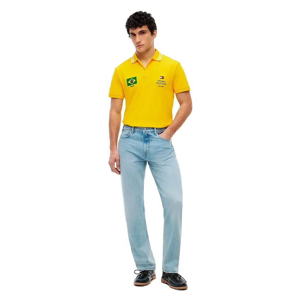 Мужское поло с коротким рукавом стандартный крой Country Brazil Tommy hilfiger, Yellow — фото 4
