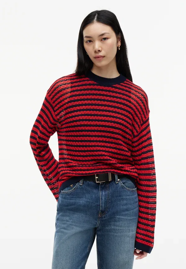 Джемпер полосатый Jumper Tommy Hilfiger Dark Navy, Fire Red, красный/темно-синий