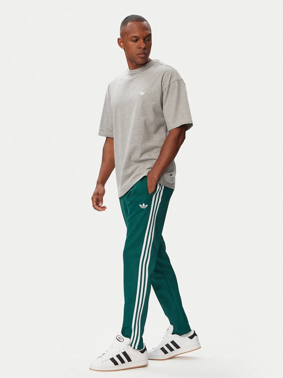 Мужские спортивные штаны стандартного кроя Beckenbauer Adidas, темно-зеленый — фото 2