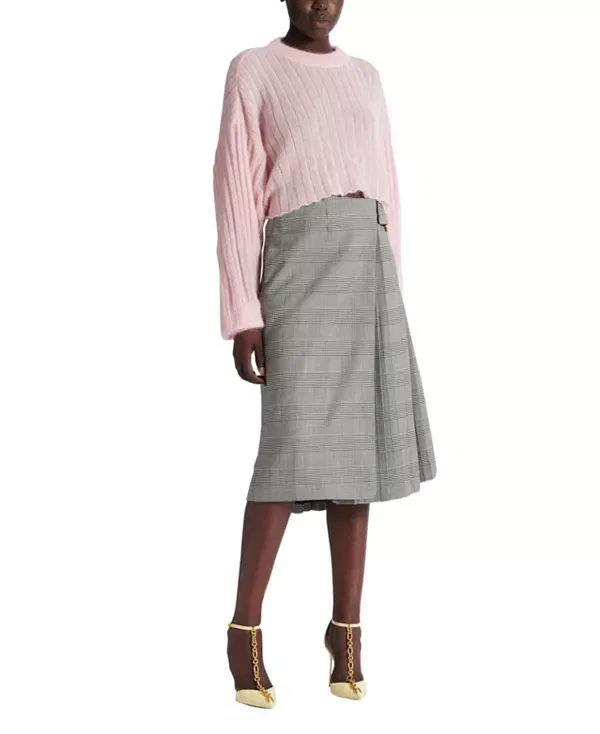 Женская юбка миди с принтом Midi skirt with prince of wales check Balmain, черный — фото 2