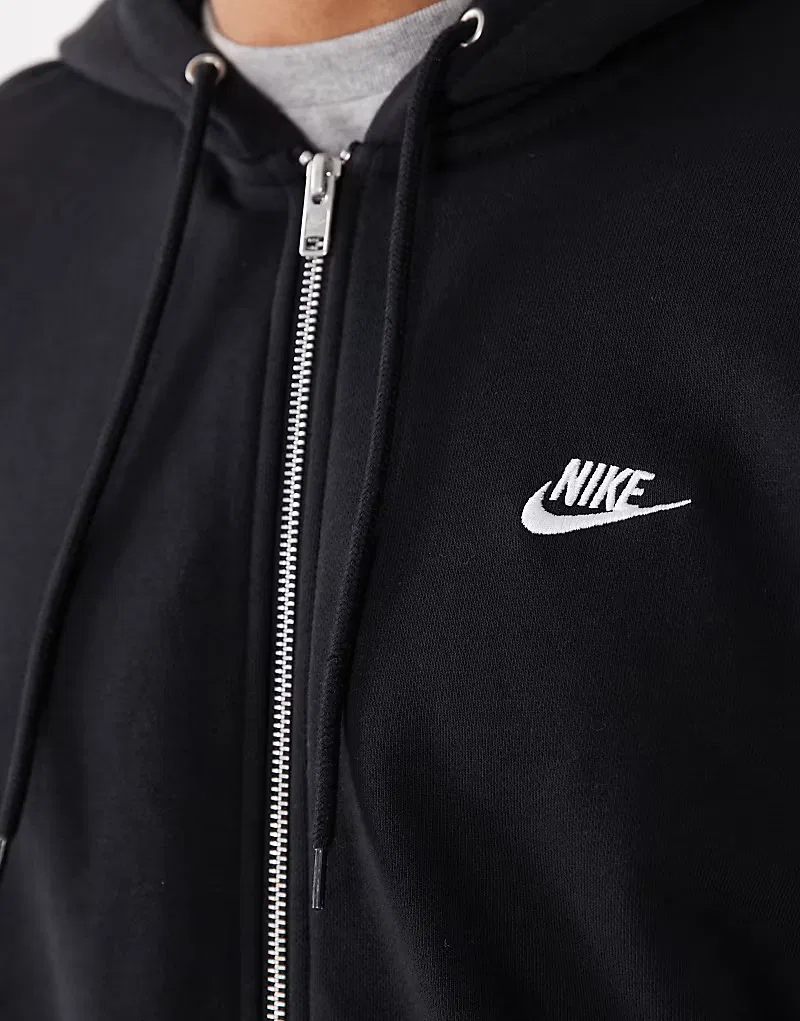 Худи Nike Club French Terry на молнии, черный — фото 3