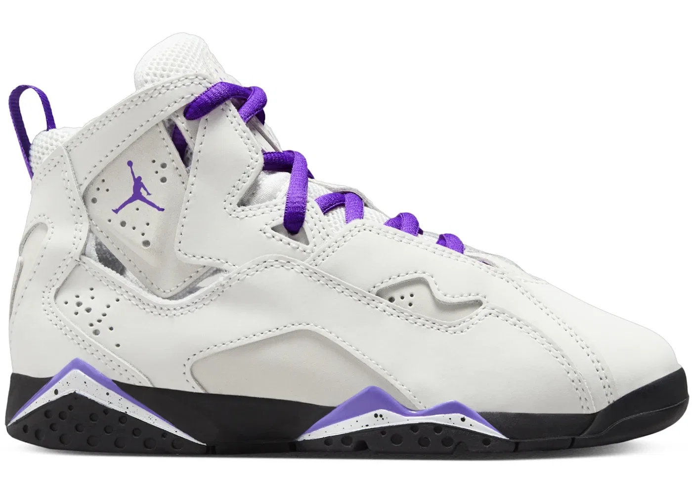 Детские кроссовки для мальчиков с кожаным верхом Jordan True Flight Jordan, Light Base Grey/White/Black/Purple Venom