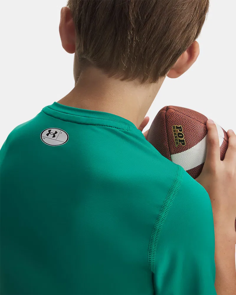 Футболка с коротким рукавом быстросохнущая HeatGear Armour UnderArmour, Geode Green/White — фото 3