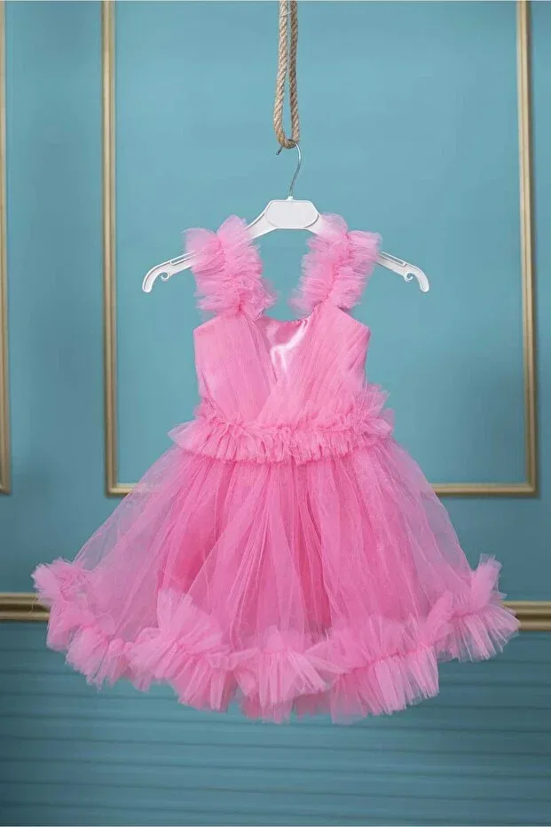 Детское платье с принтом Puffy tulle skirt tutu girl's baby evening dress Zde Dikim Evi, Pink