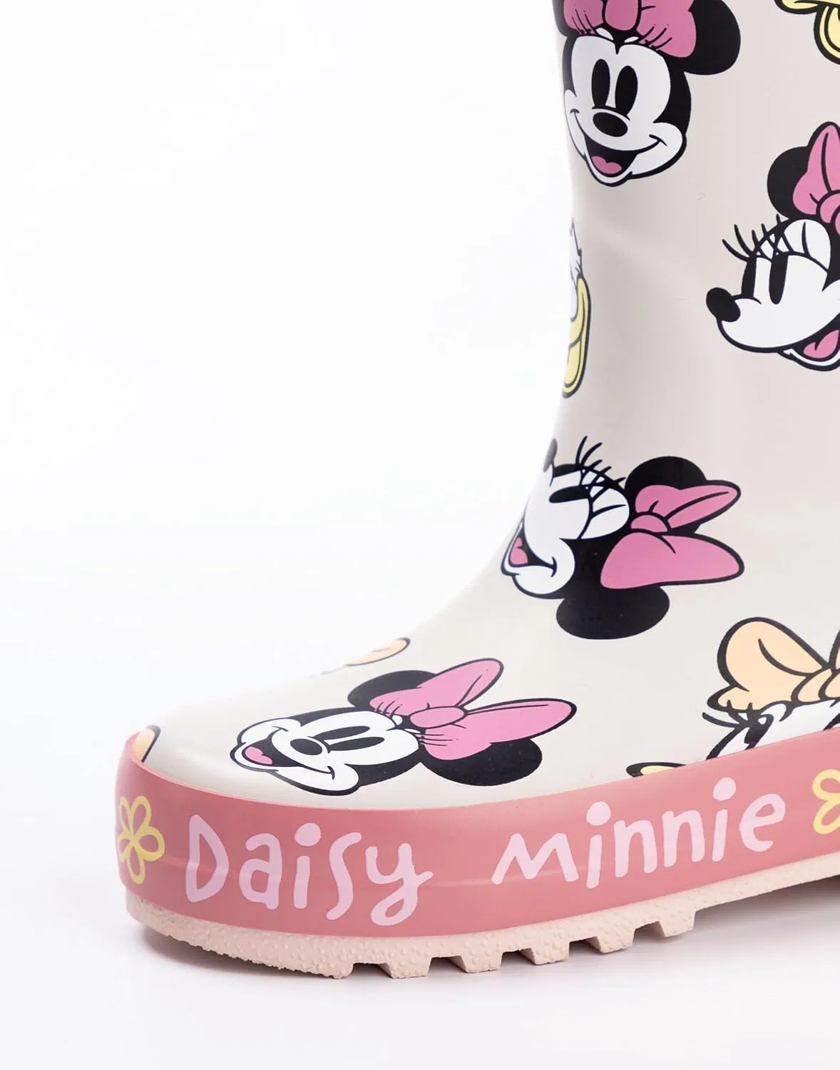 Детские сапоги для девочек с принтом Minnie Mouse и Daisy Duck, розовые, водонепроницаемые, с ручками, Disney, Pink — фото 4