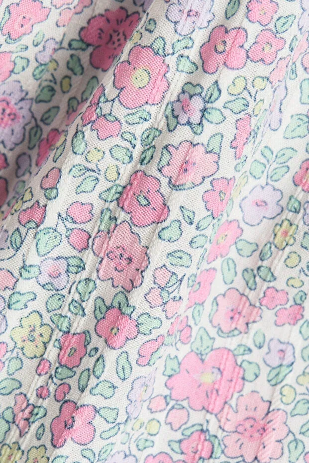Детское платье для девочек с принтом Layered Seersucker Dress H&M, White/Pink Floral — фото 3