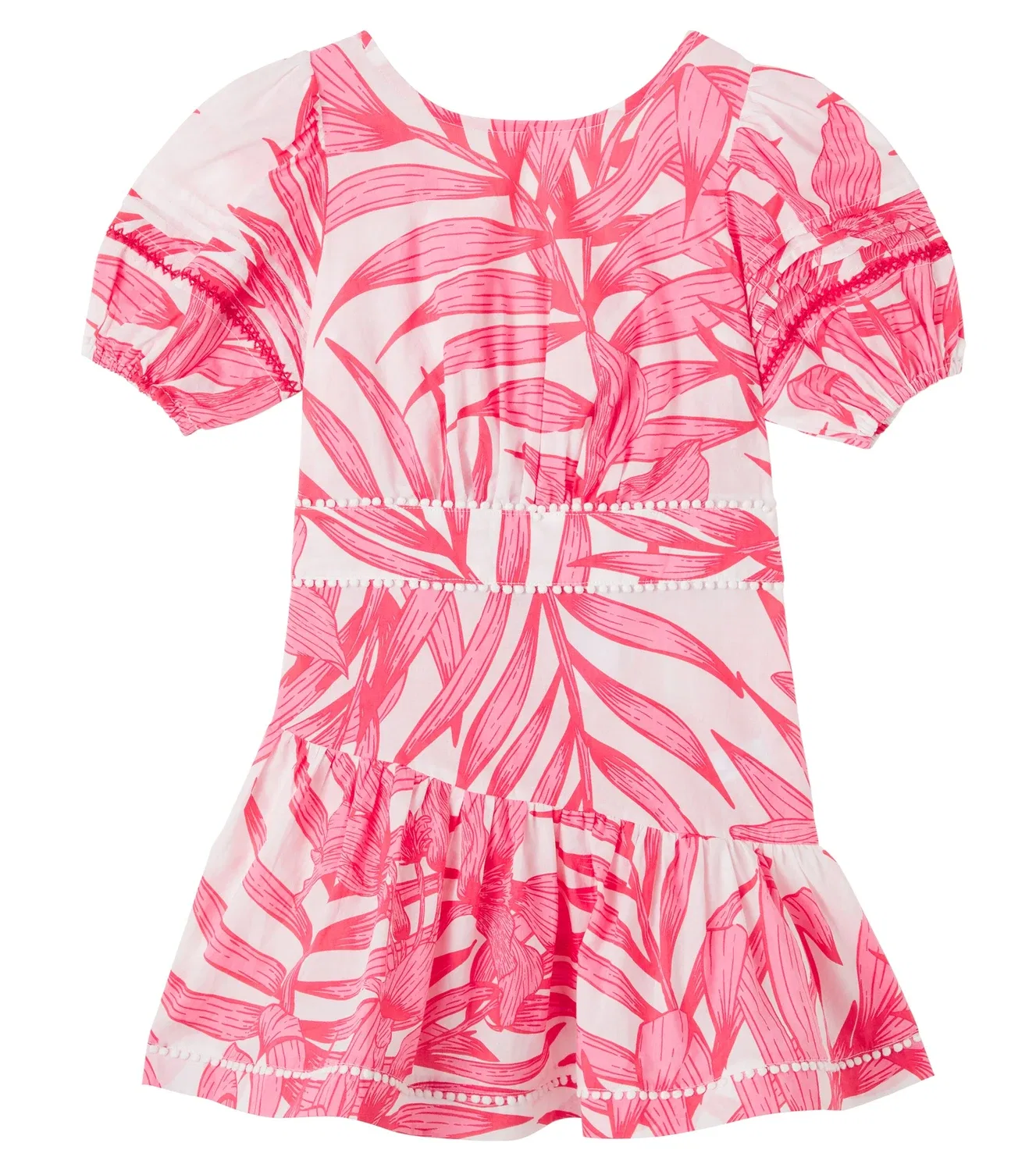 Платье хлопковое с цветочным узором Chantal Poupette St Barth Kids, розовый
