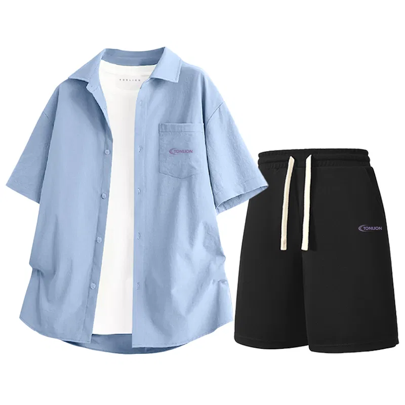 Детский комплект спортивной одежды с принтом Tonlion, Light Blue Black