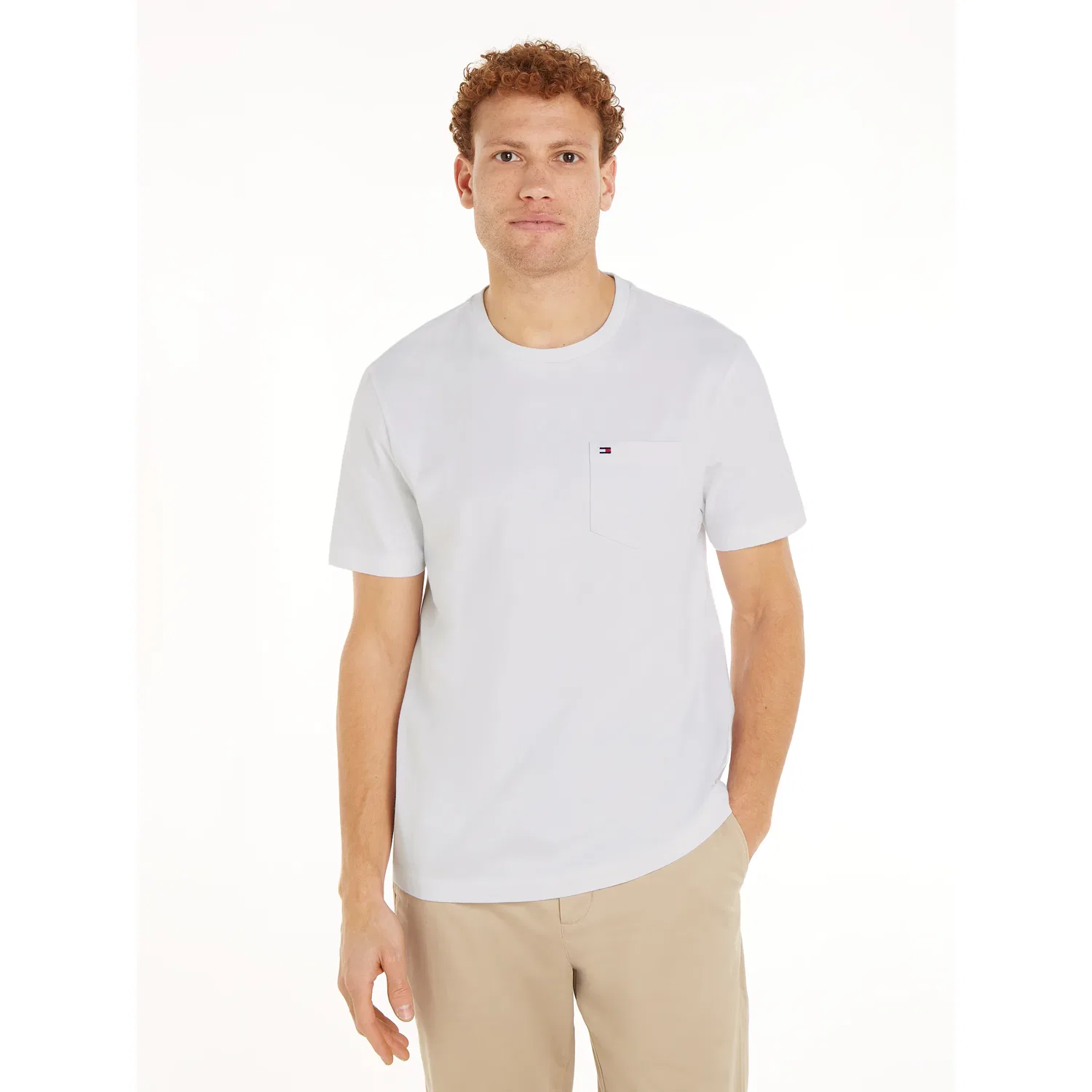 Мужская хлопковая футболка с карманом Essential Solid Pocket Tee Tommy Hilfiger, White