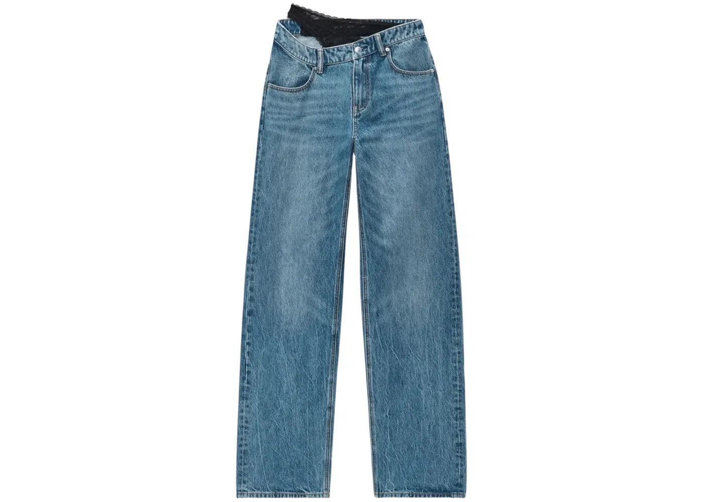 Женские джинсы с кружевными вставками Alexander Wang, Vintage Medium Indigo