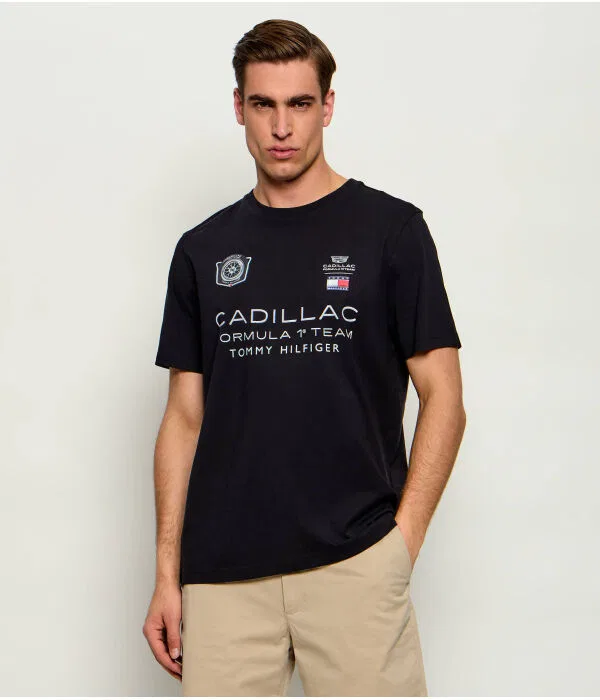 Мужская футболка с принтом Tommy Hilfiger X Cadillac Formula 1 Racing Graphic, черный