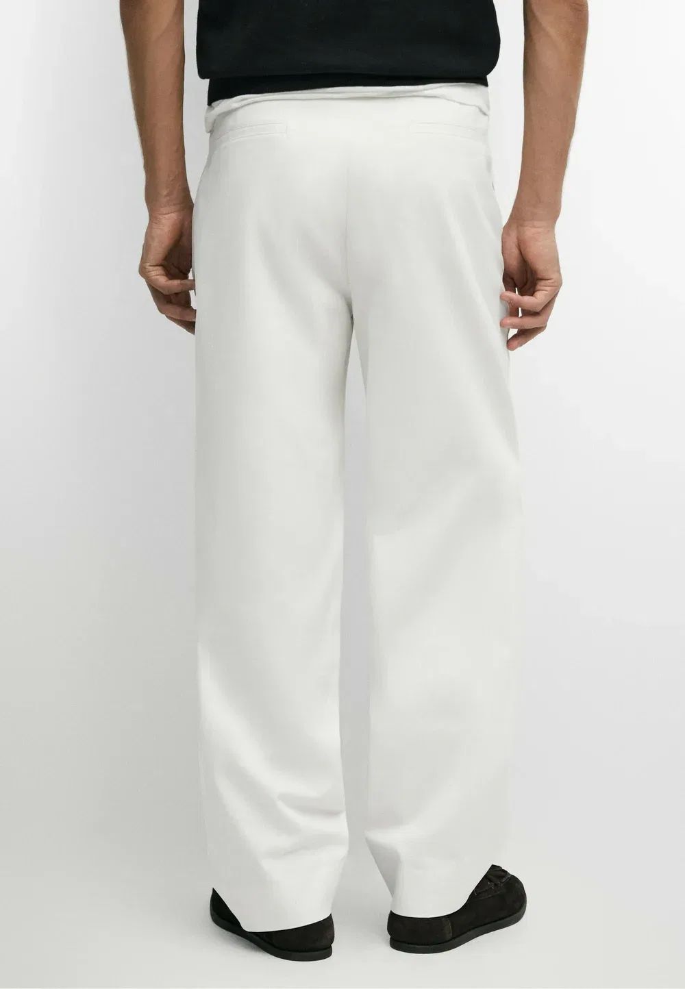 Брюки из смесовой хлопчатобумажной ткани Massimo Dutti, White — фото 3