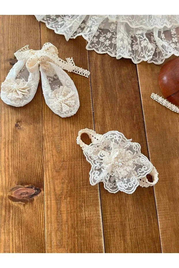 Детский комплект платье и юбка с кружевом Party Asrın Tasarım Atölyesi, Nude Color — фото 3