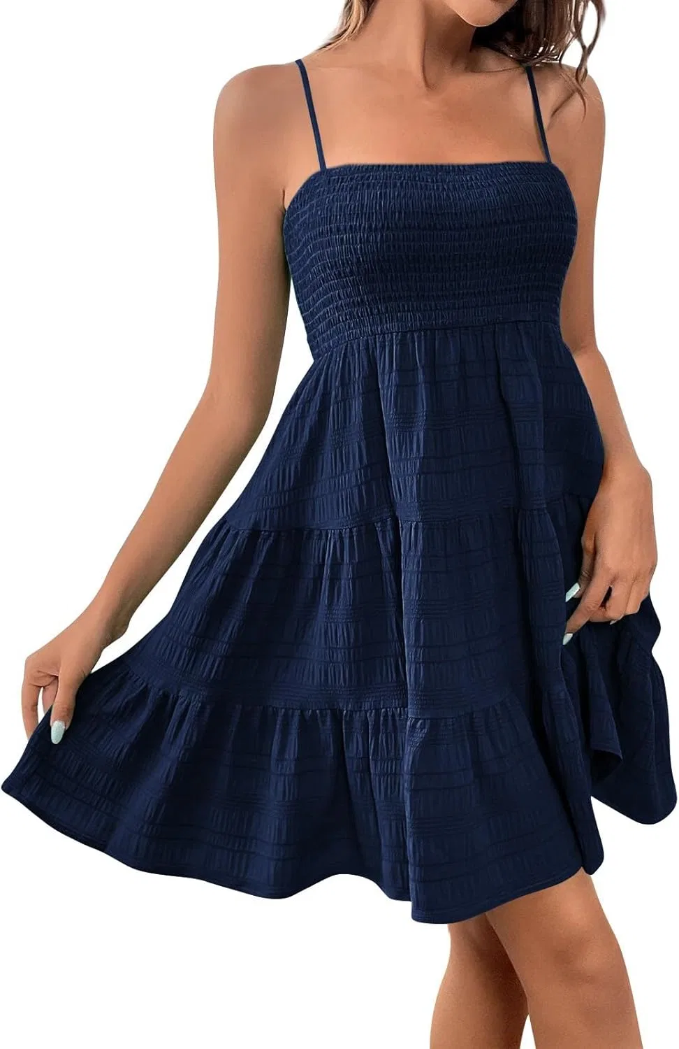 Женское летнее платье с квадратным вырезом A-line, Black/Blue — фото 2