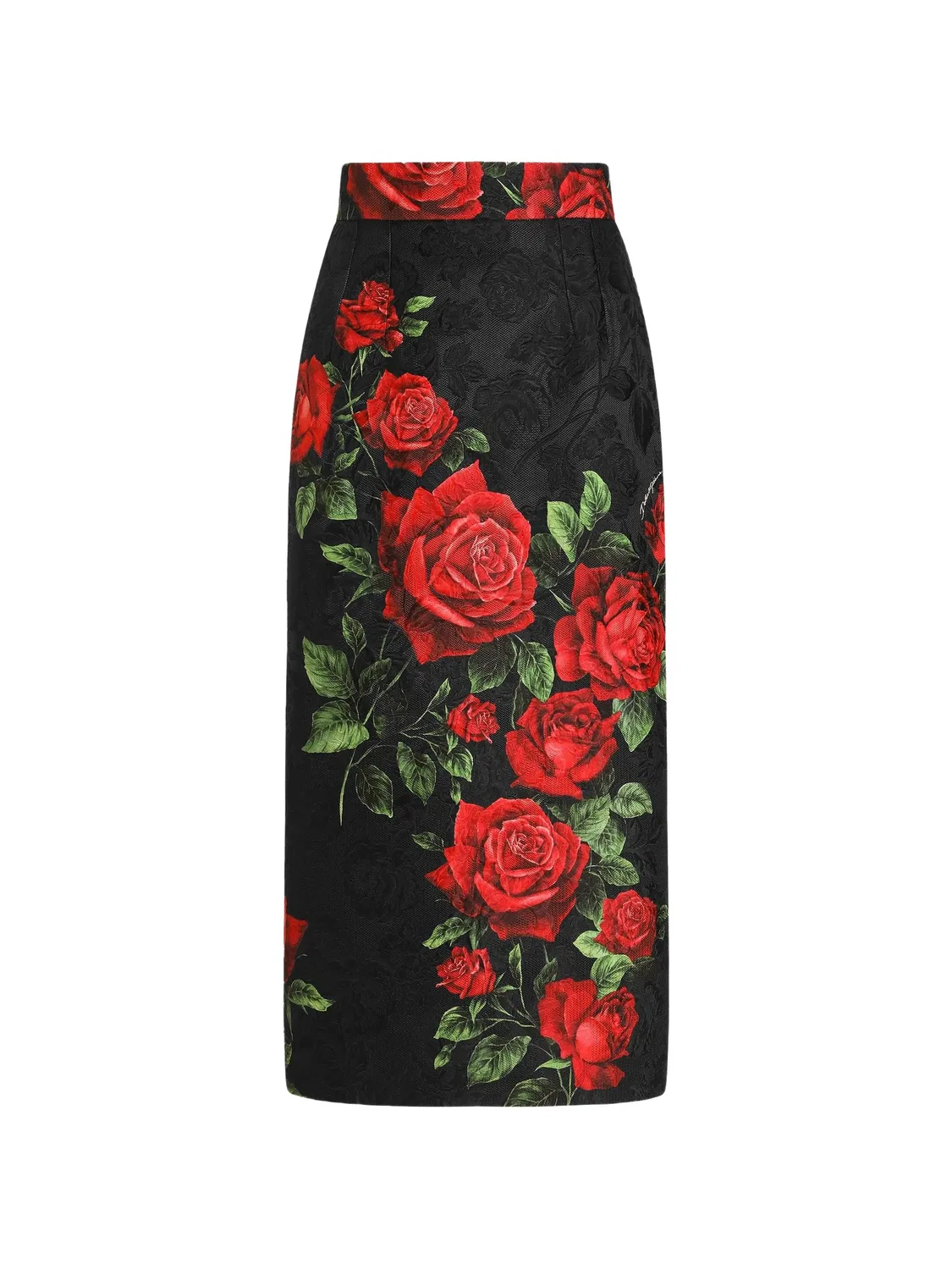 Юбка из парчи с цветочным принтом Dolce & Gabbana, черный