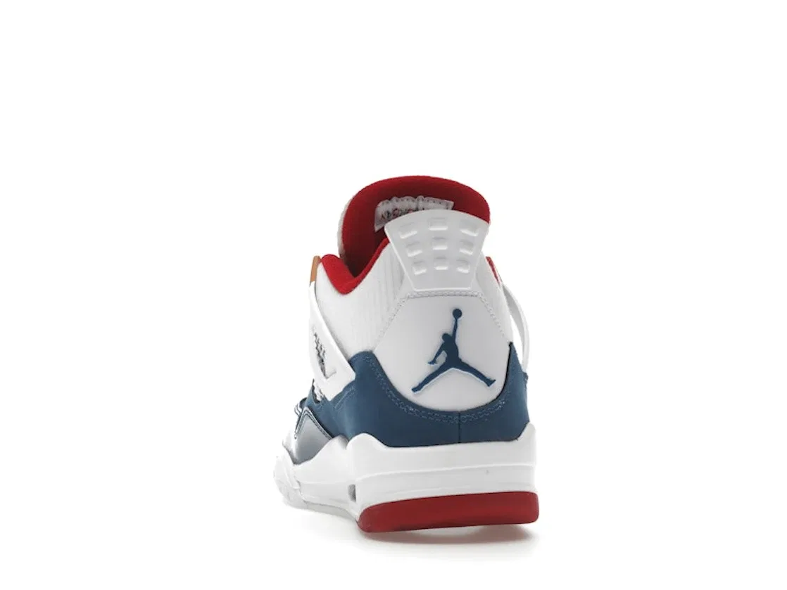 Детские кроссовки Lifestyle с принтом Jordan 4 Retro, French Blue/White/Gym Red/Pearl White — фото 4