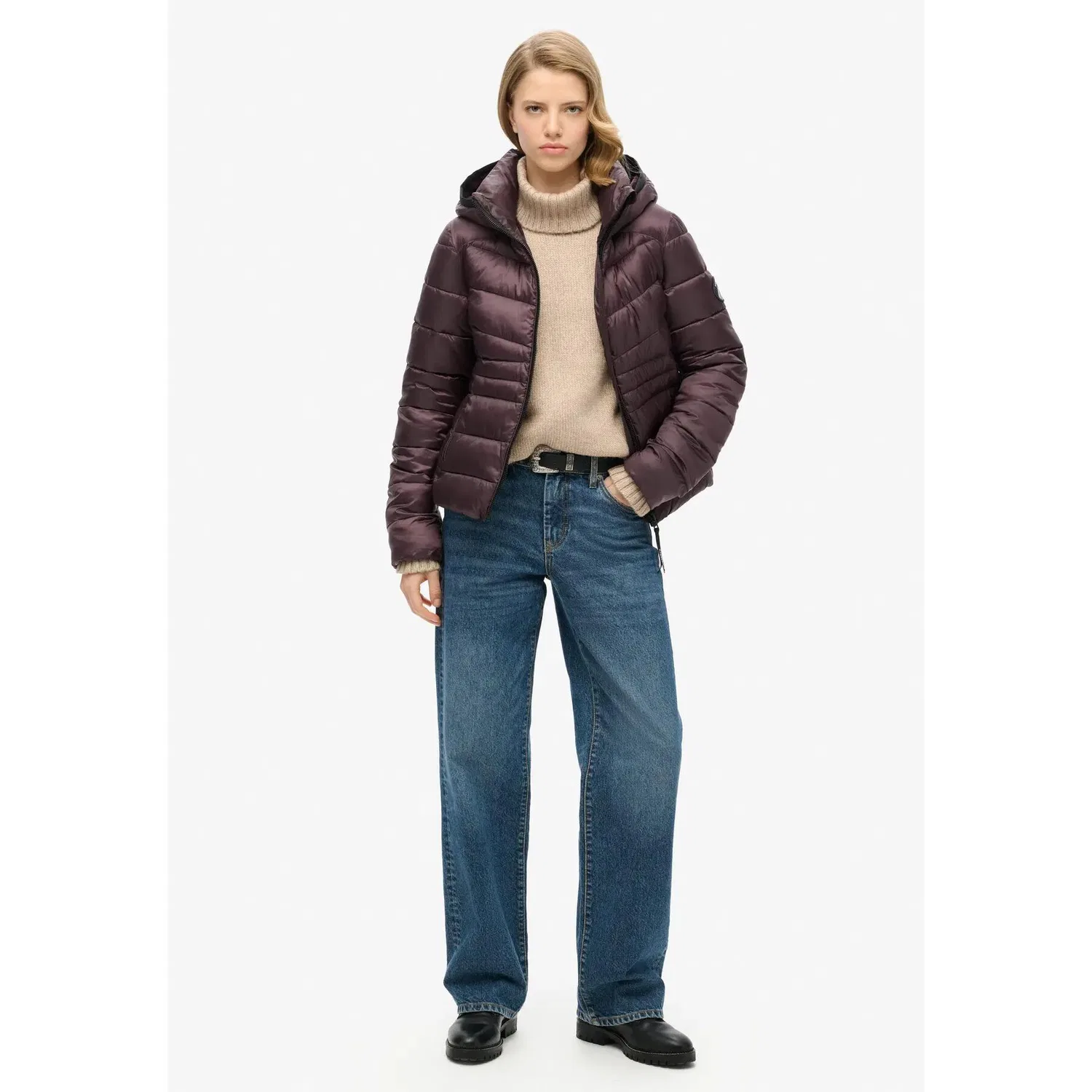 Женская стеганая куртка пуховая Superdry Fuji Quilt, Rot — фото 3