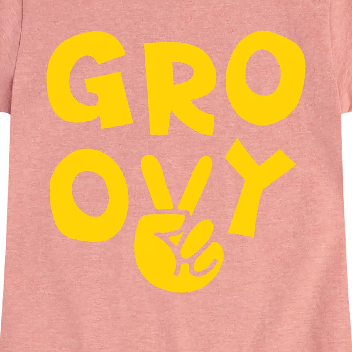 Детское футболка для девочек с принтом Groovy Peace Sign Instant Message, Heather Navy — фото 2