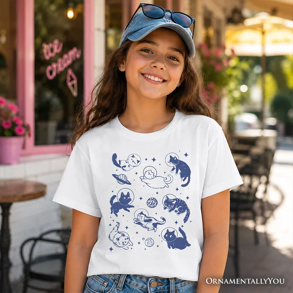 Детская футболка с принтом Cats in Space Retro OrnamentallyYou, White — фото 2