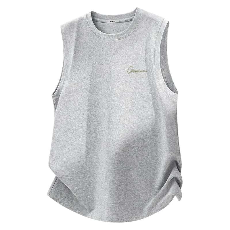 Детская майка с принтом Connected Chest Logo MINISO, Heather Gray