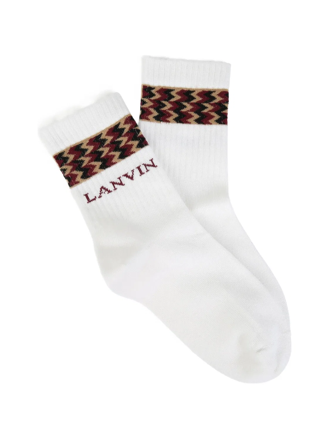Комплект из двух пар носков с узором шеврон и логотипом Lanvin Enfant, белый — фото 2