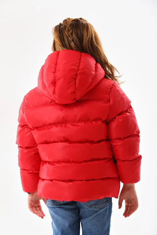 Детское зимнее пальто для девочек на флисе Dipmoda, Red — фото 4