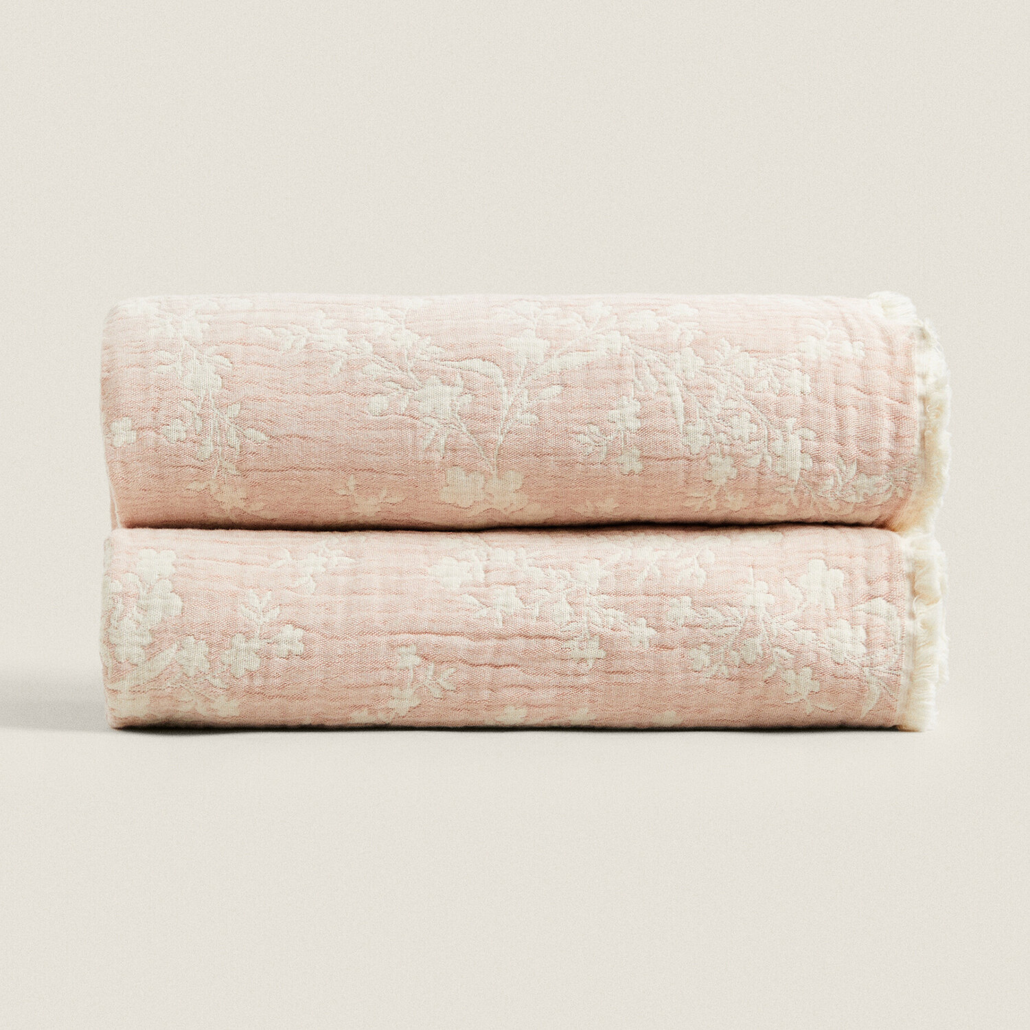 

Плед Zara Home Floral Jacquard, розовый