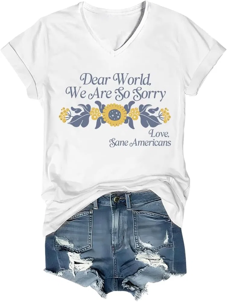 Мужская футболка с принтом Dear World We are So Sorry, White Vn