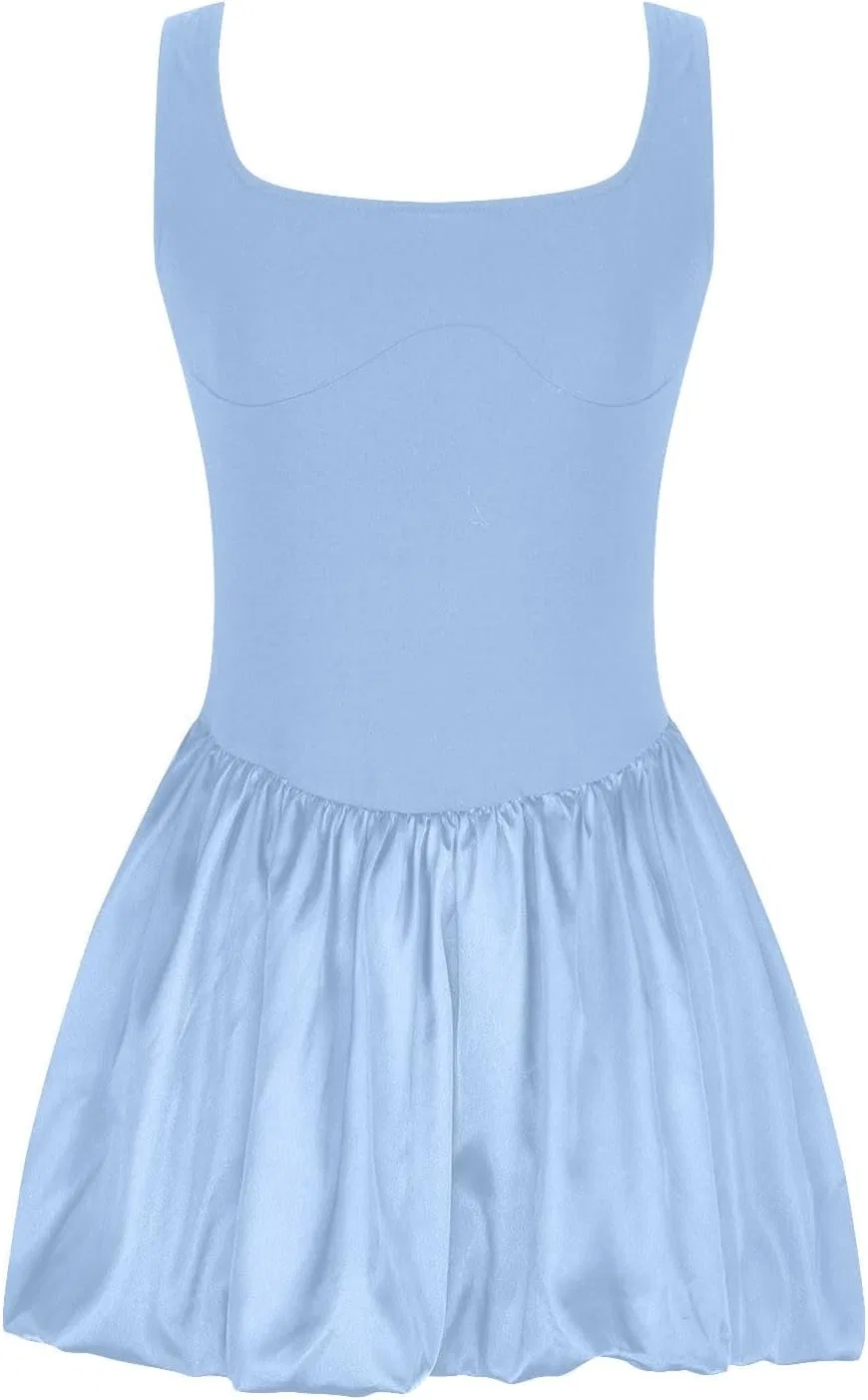 Женское мини-платье с квадратным вырезом Swing Babydoll, Light Blue — фото 3