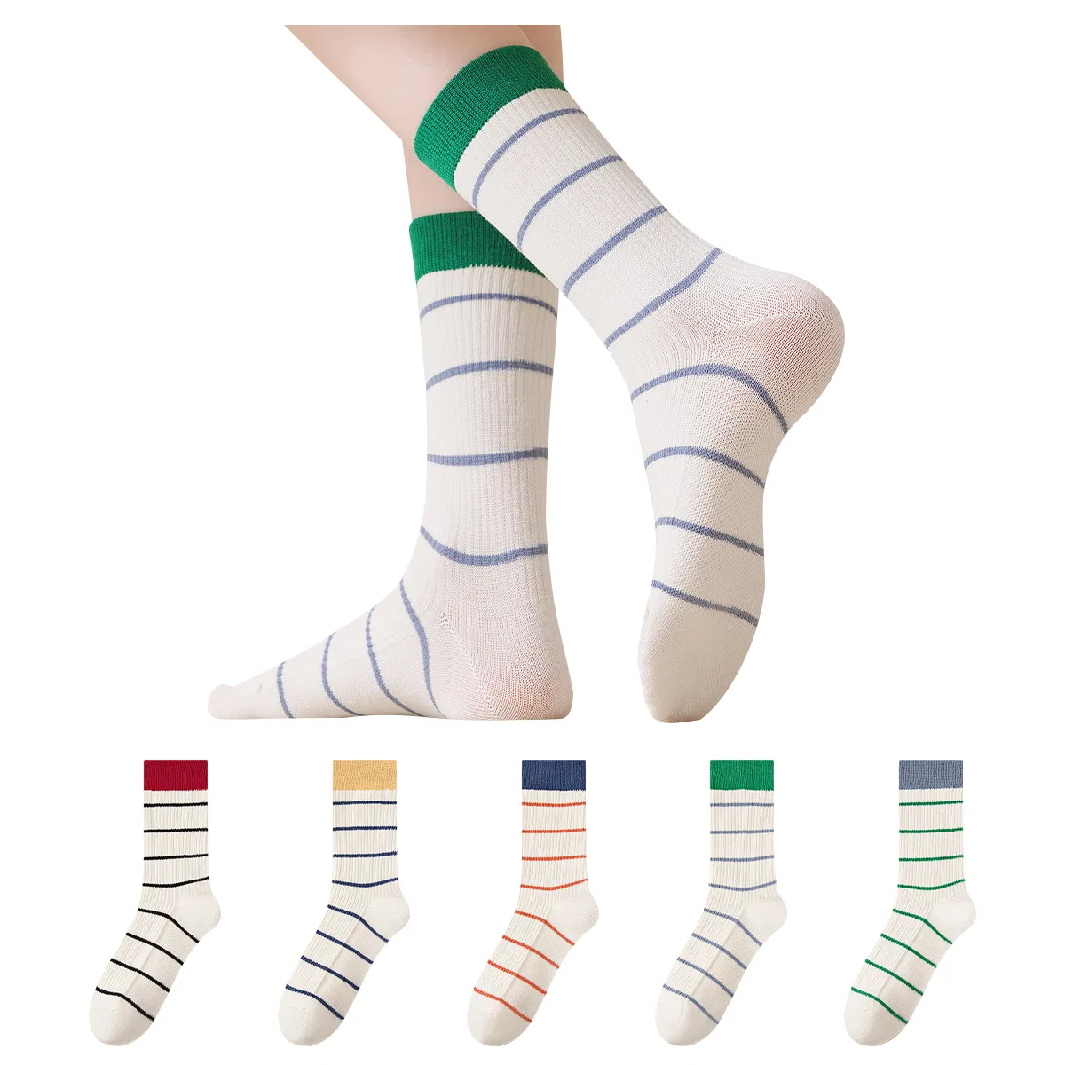 Детские носки до колена, набор из 5 пар, Ribbed Cuff, MIIOW