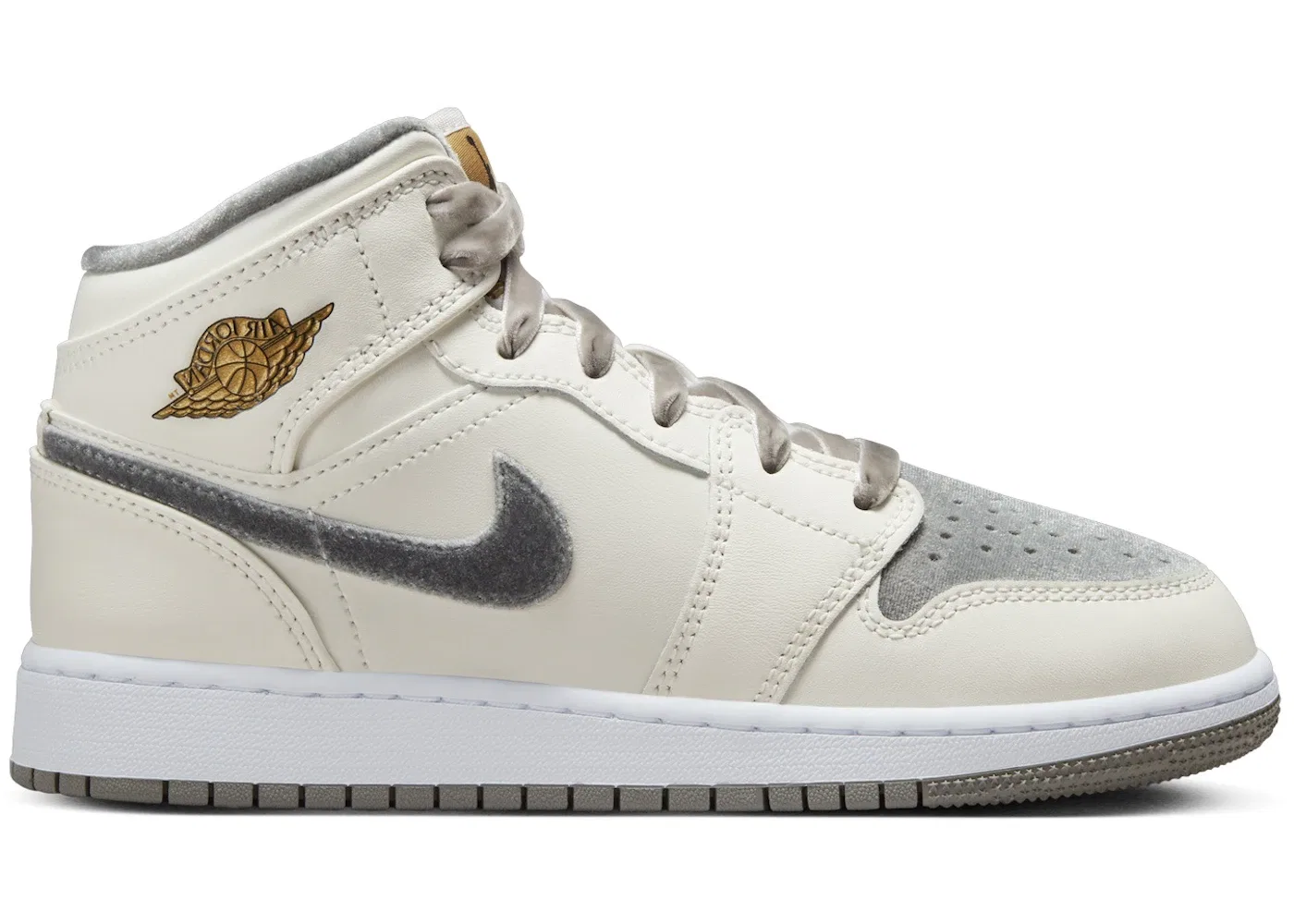 Детские кроссовки Lifestyle Jordan 1 Mid SE Jordan, Sail/Metallic Gold/Flat Pewter
