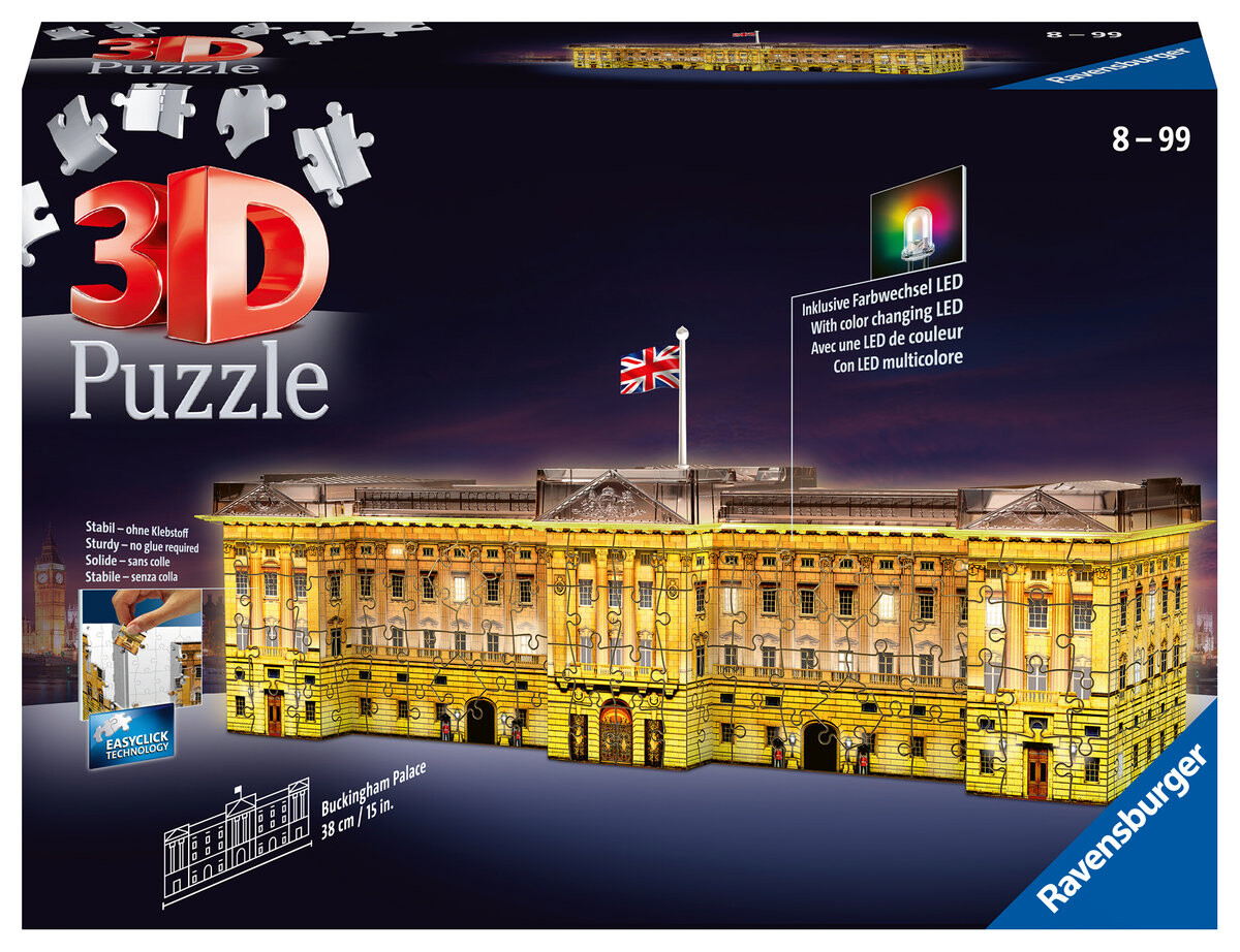 

Ravensburger, 3D Пазл, Здания ночью, Букингемский дворец, 216 шт.