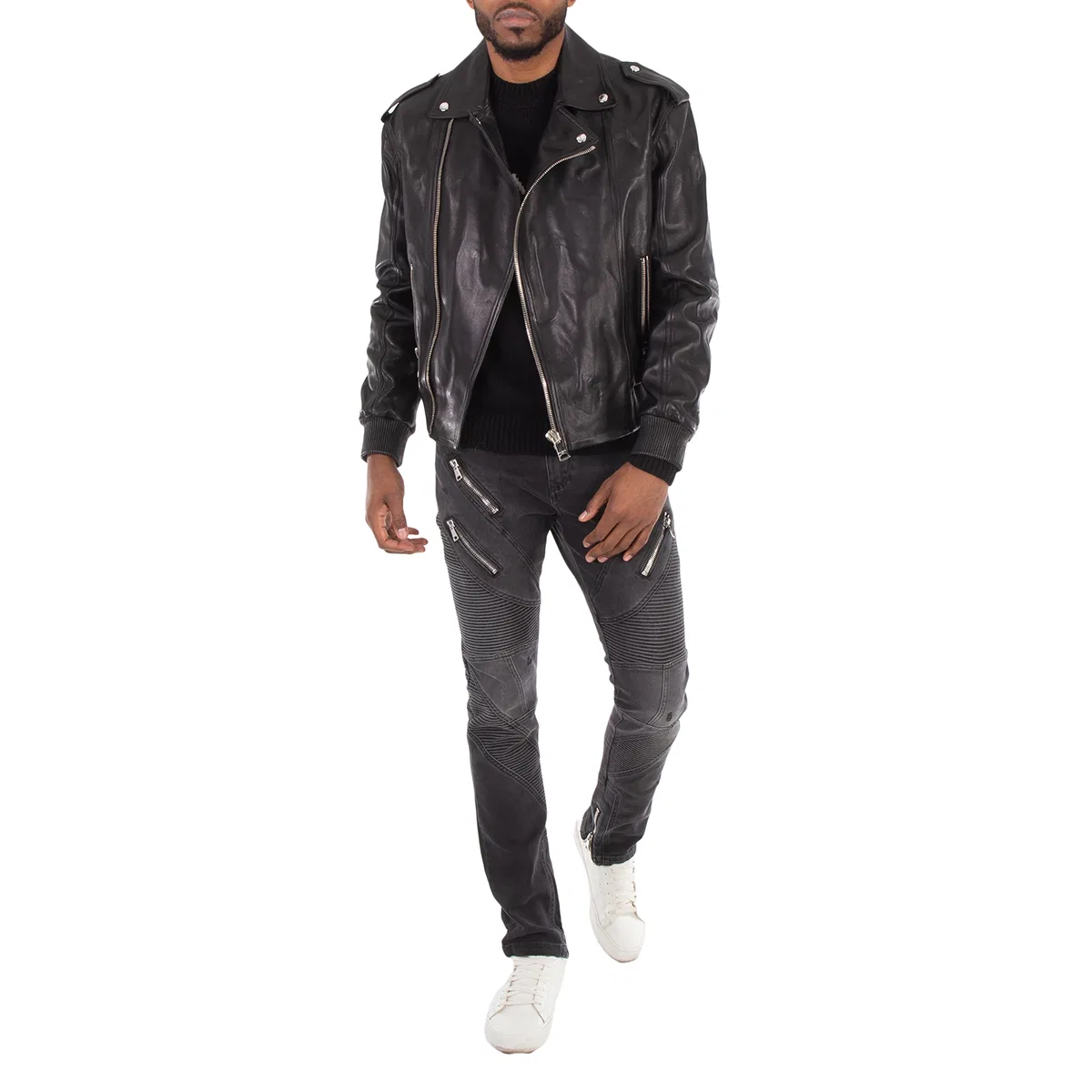 Куртка-бомбер из кожи ягненка Leather Bomber Jacket Balmain, Black — фото 4