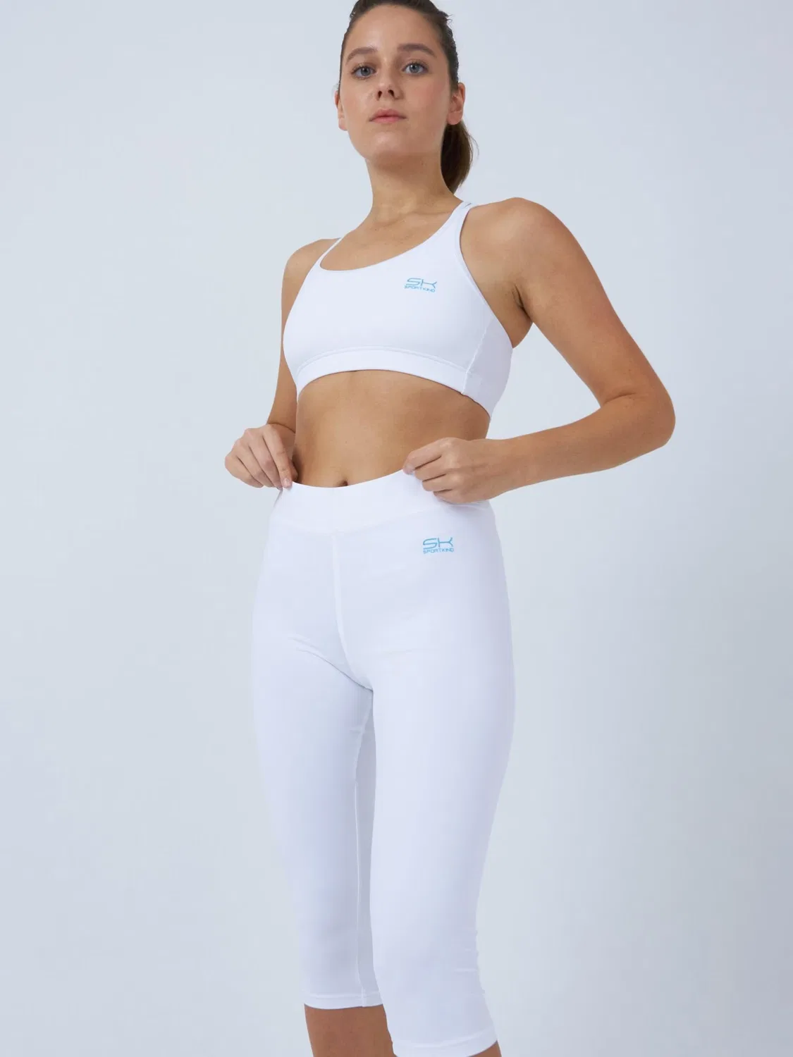 Узкие леггинсы Sportkind 3/4 Sport Leggings белого цвета