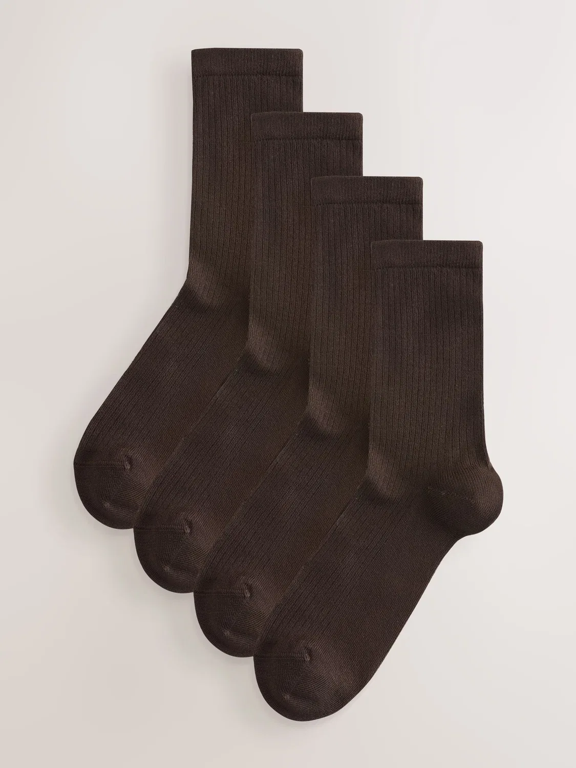 Носки щиколотки Supersoft Ribbed 4 Pack Next, шоколадный коричневый