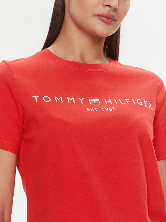 Футболка regular fit Logo Tommy Hilfiger, оранжевый — фото 4