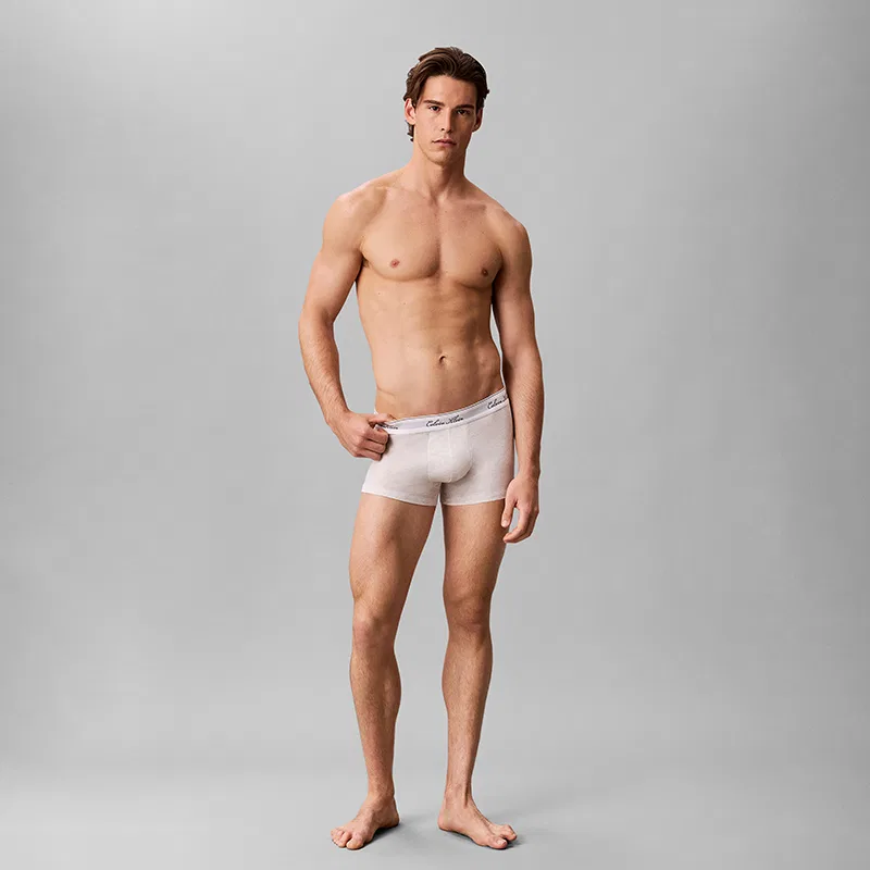 Мужские трусы-боксеры с принтом Calvin Klein, Pastel Pink/Light Coconut Gray — фото 4