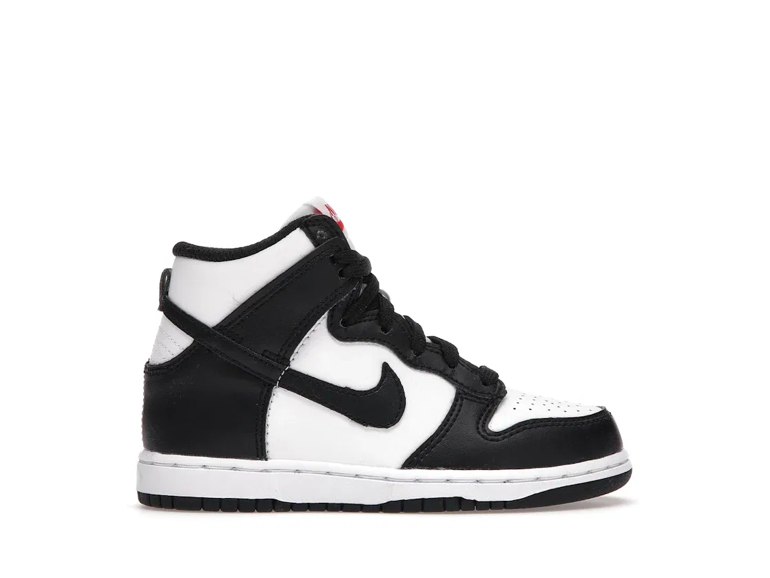 Детские кроссовки высокие с перфорированной кожей Nike Dunk High Panda 2021 PS, Black/White-Red