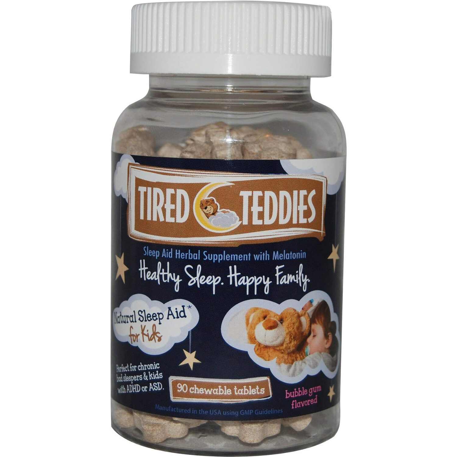 

Мелатонин для детей Tired Teddies Herbal Supplement, 0,3 мг, 90 жевательных таблеток