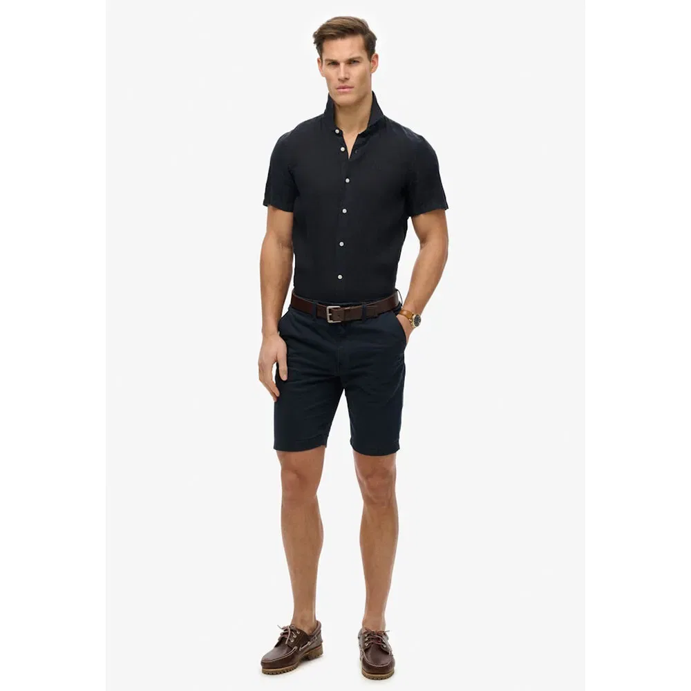 Рубашка с коротким рукавом из льна с вышивкой Vacation Superdry, синий — фото 4