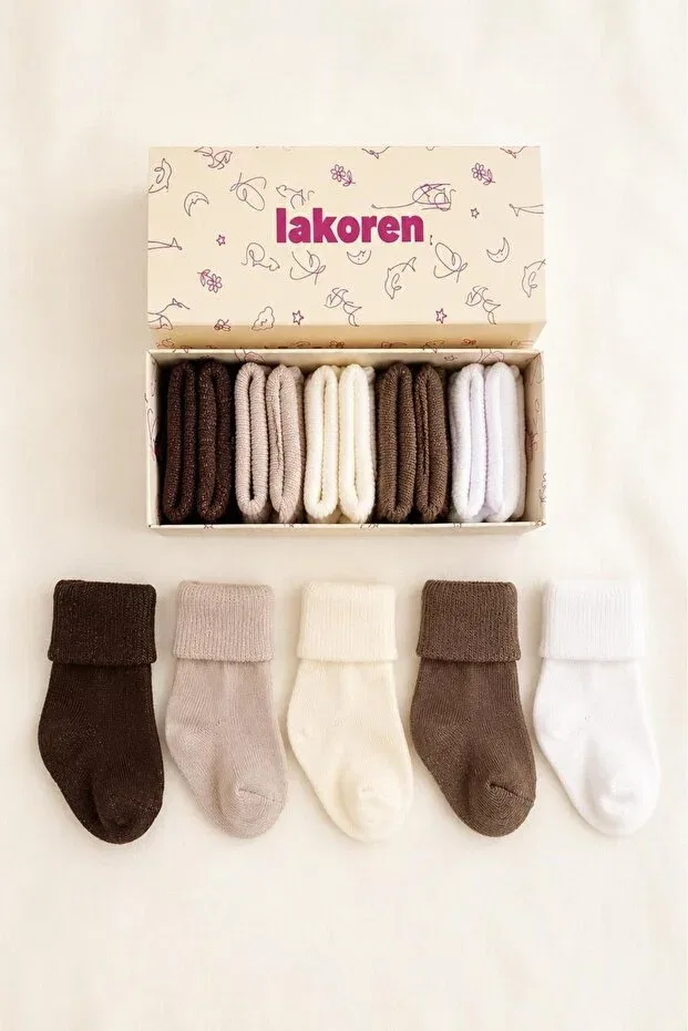 Детские носки для новорожденных хлопковые 5 пар Lakoren, Brown